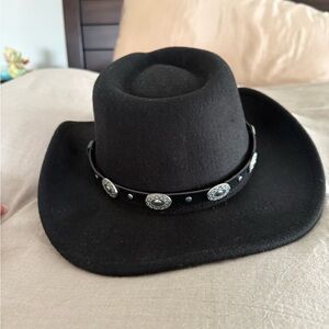 Black Cowboy Hat with Silver Accents